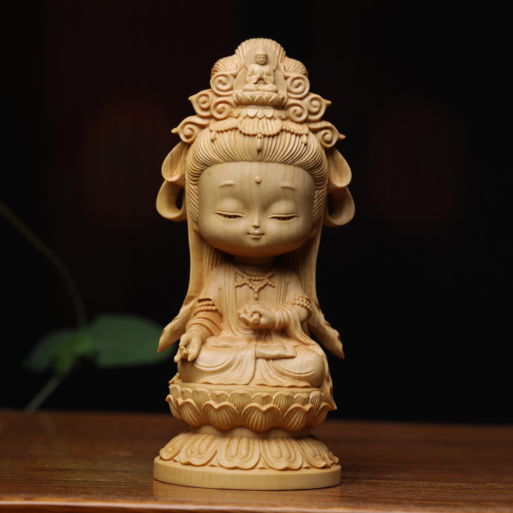 黄楊木 置物 観音菩薩 仏像